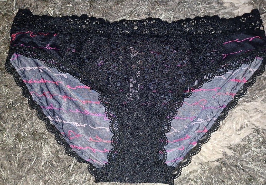 NEW VS body by victoria Lace front bikini Panty Size small black logo