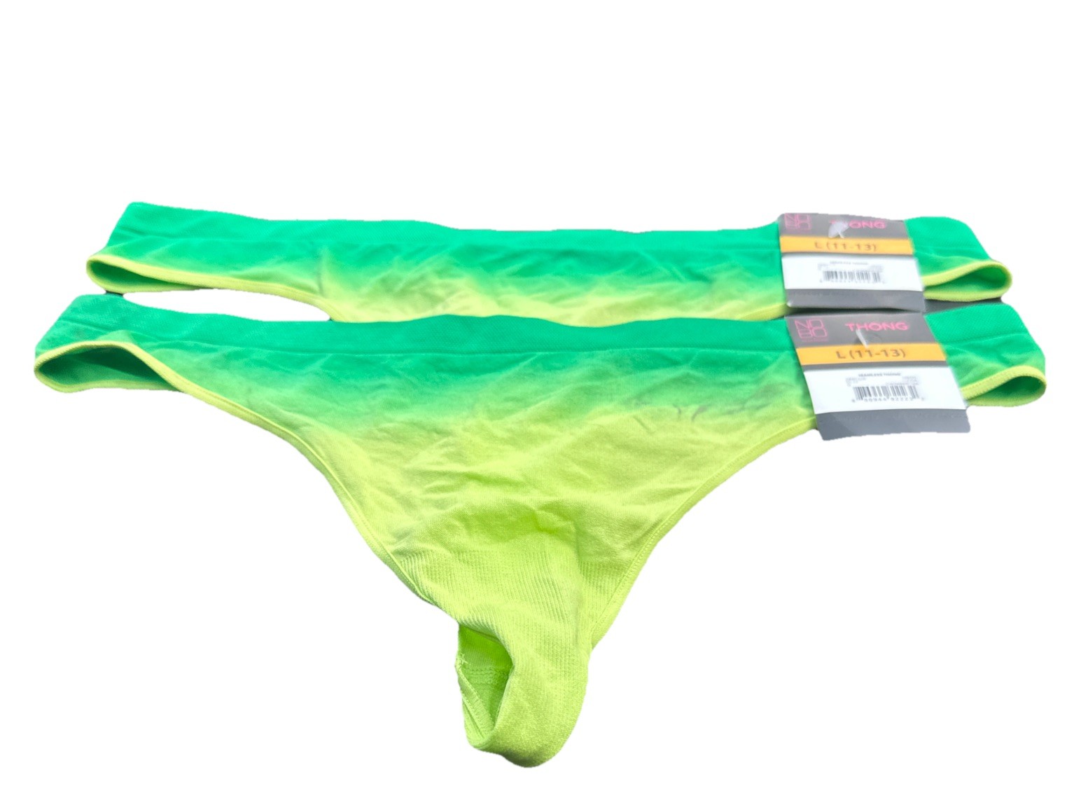 No Boundaries Women’s Seamless Thong Green ombre New L(11-13) 2 Pk