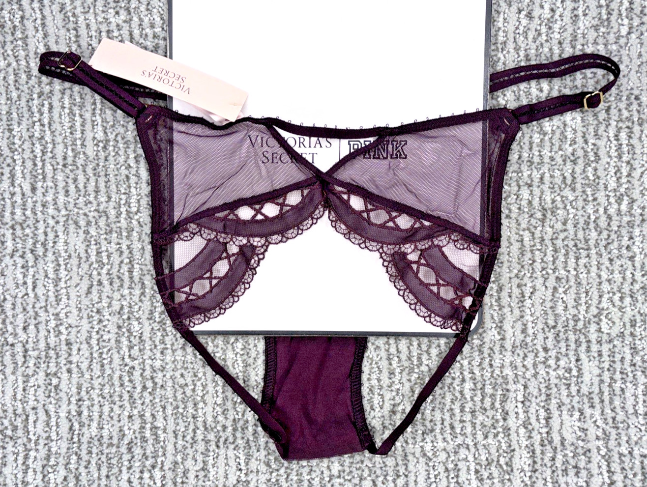 Victoria’s Secret Very Sexy NWT Small Purple Laces Out Open Back Bikini Panty