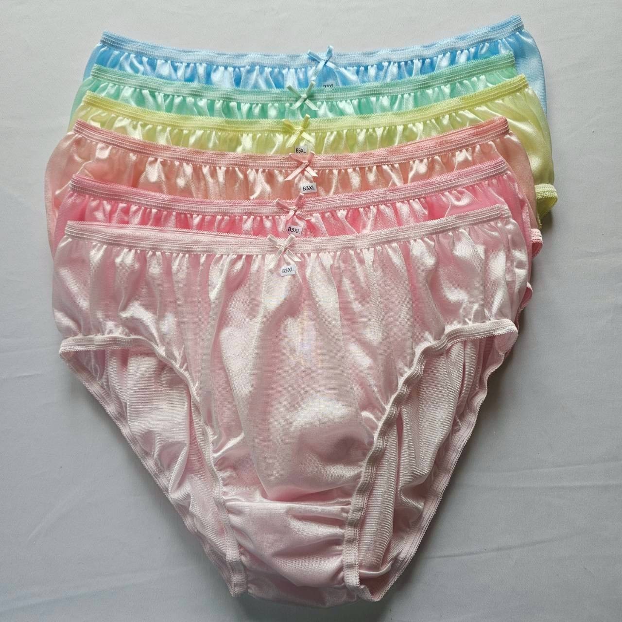 6Pcs Bikini Plus Underwear Nylon Woman Panties Briefs Light Soft Mid-Waist/3XL