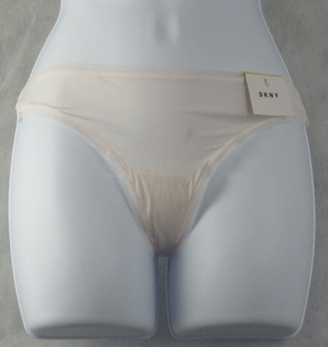 DKNY Women’s Litewear Low-Rise Mesh-Trim Thong Panty, Vanilla, Medium