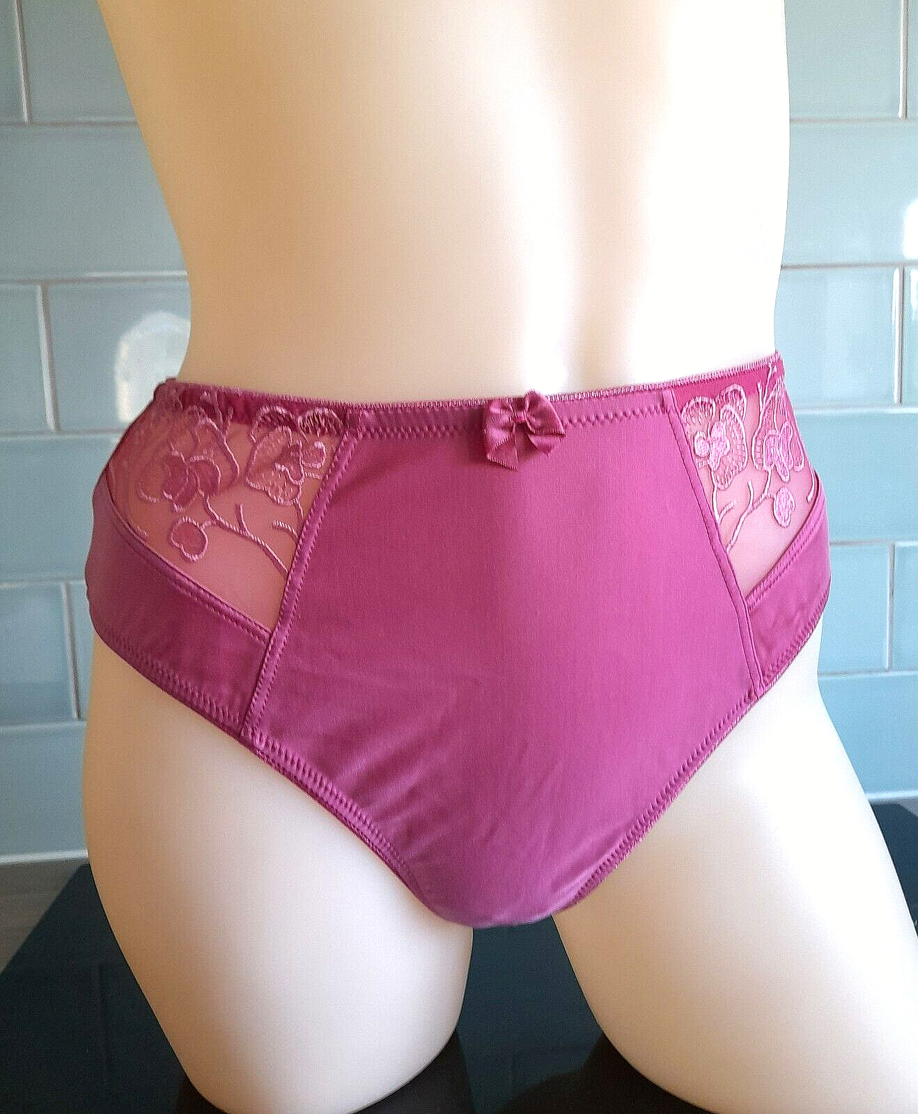 Pasturnette Pink SATISFACTION High Rise Thongboy Embroidered Mesh Front Panels