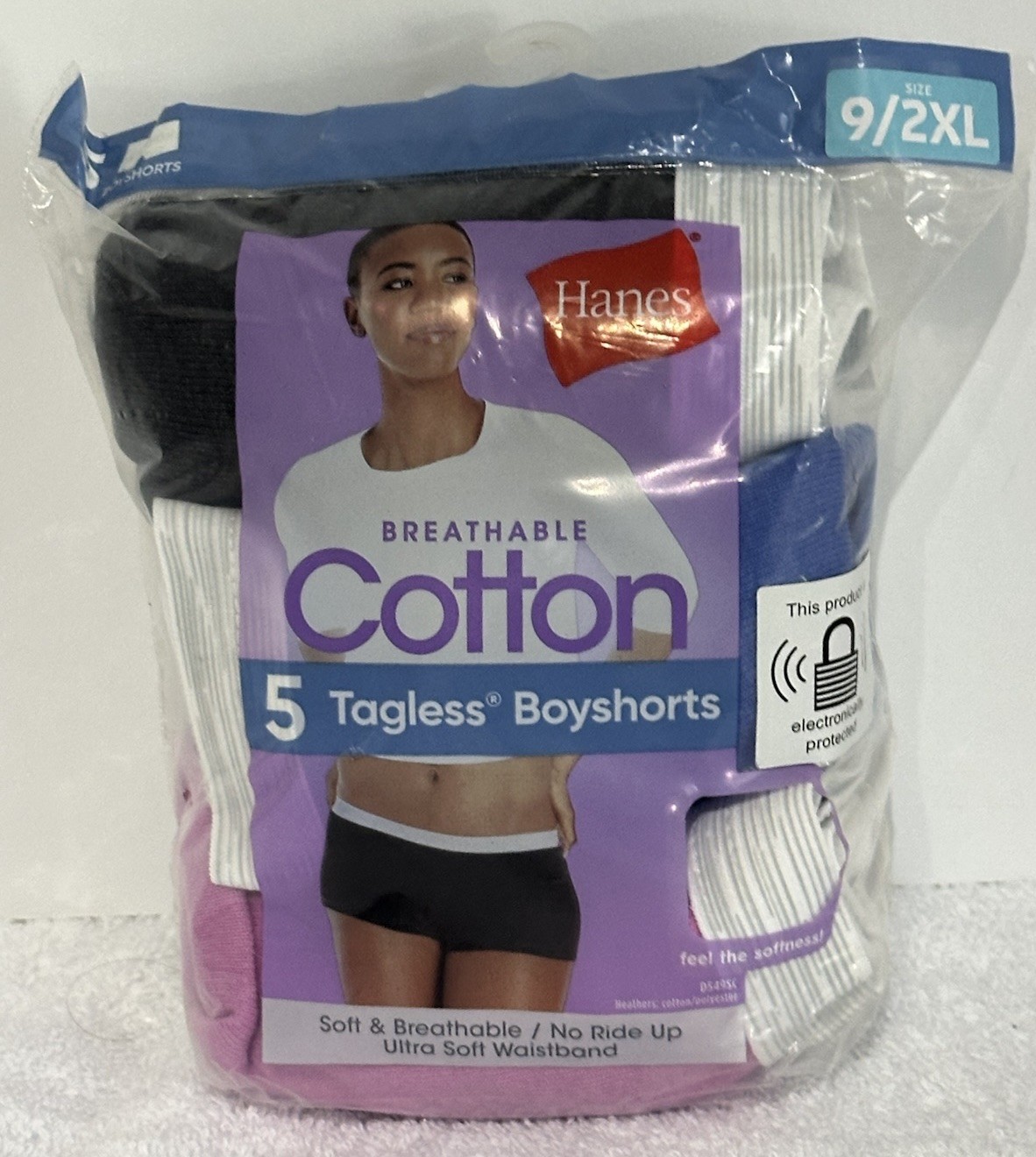 HANES Women’s TAG-LESS BOYSHORTS Breathable Cotton 9/2XL 16/18 (5 pack)