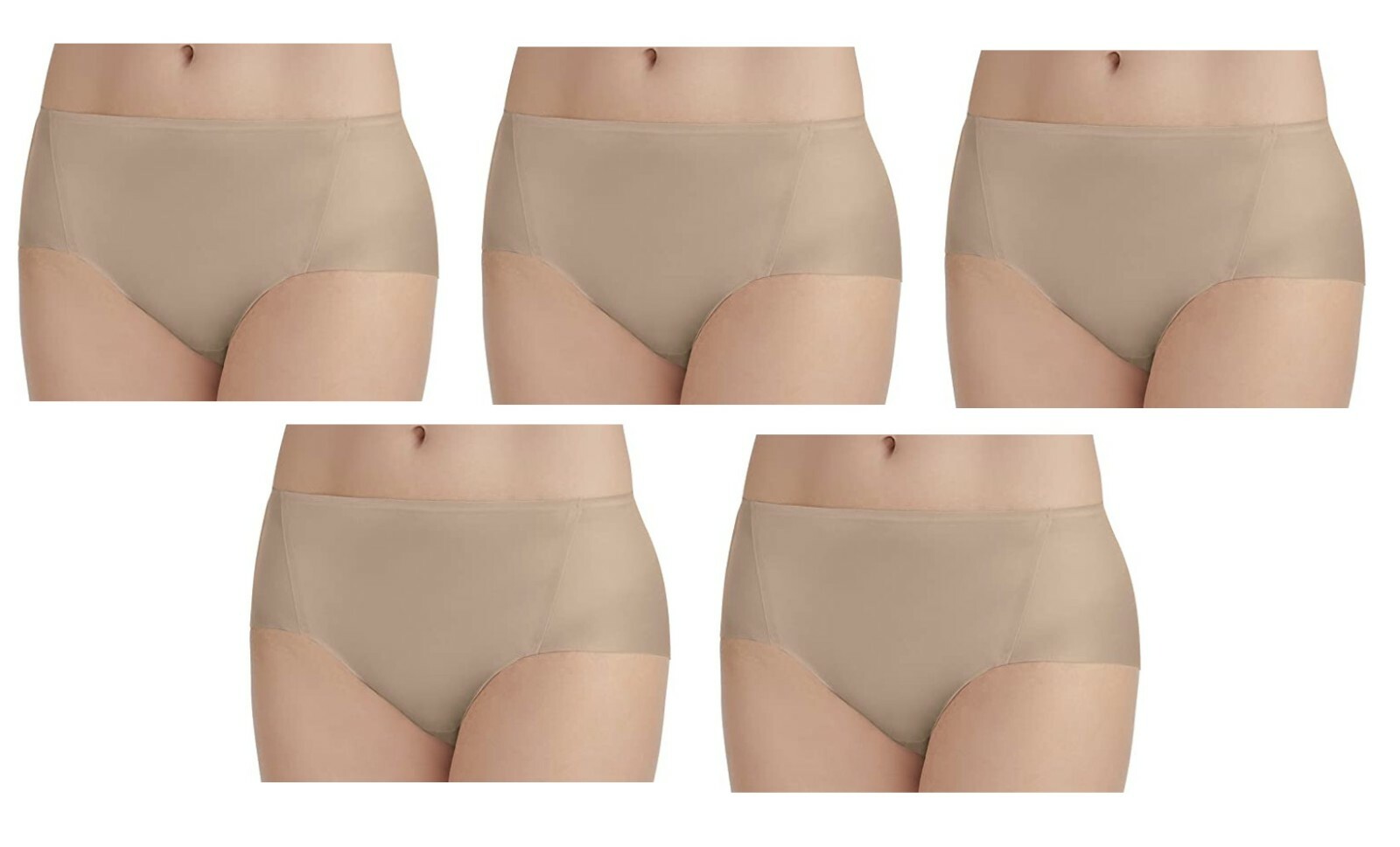 5 pc Vanity Fair Women’s Nearly Invisible Hipster Panties 18243 Damask Neutral 7