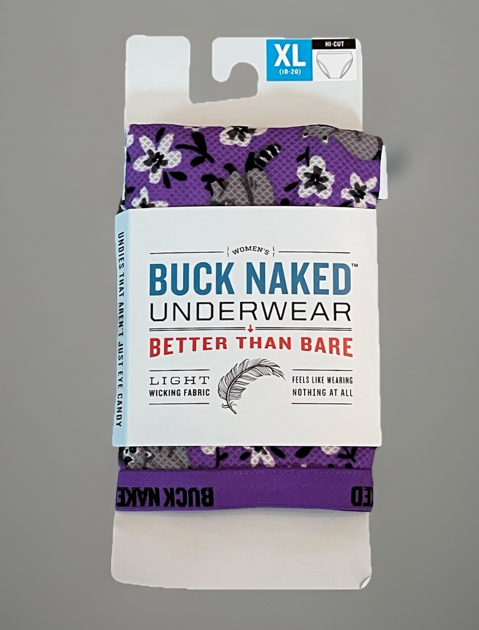 Womens Duluth Trading Co Buck Naked High Cut Brief Purple Raccoon Print XL 73515