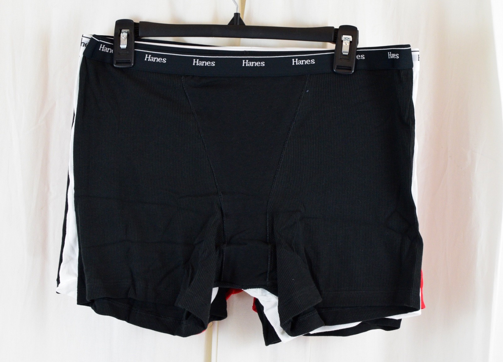 Hanes Womens 4 PACK Originals Mid-Thigh Underwear Black/White/Red Size 2XL