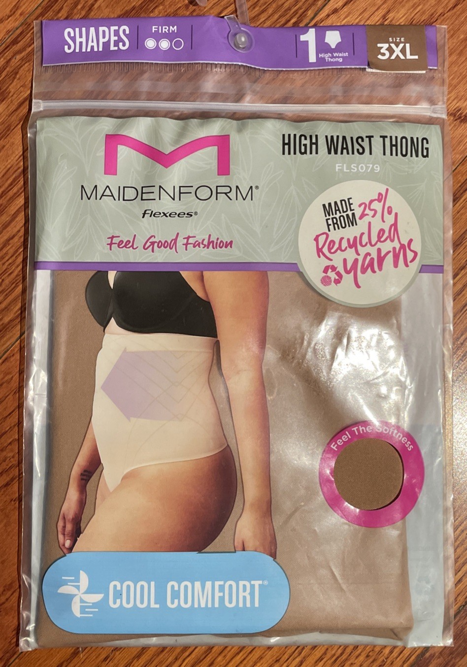 Womens Thong Panty Maidenform Flexees Suntan Firm High Waist Size 3XL
