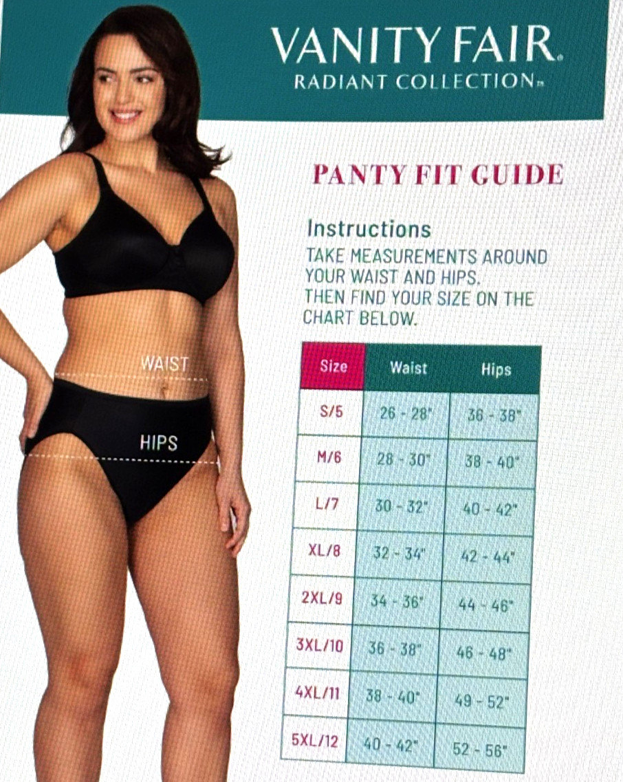 Vanity Fair 10/3XL BLACK Silky Hi Cut RADIANT Undershapers Panties #48301 NWT