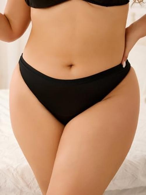 Women’s Plus Size Low Rise Crisscross Back Cut Out Panties 4X-Large Plus Black