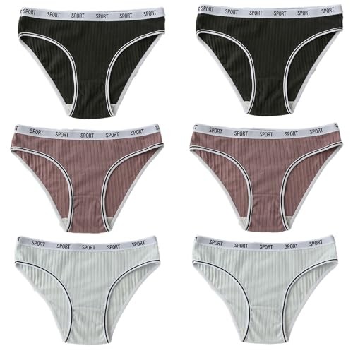 Cotton Underwear High Cut Bikini for Women Small 6pcs-black/Light Blue/Purple