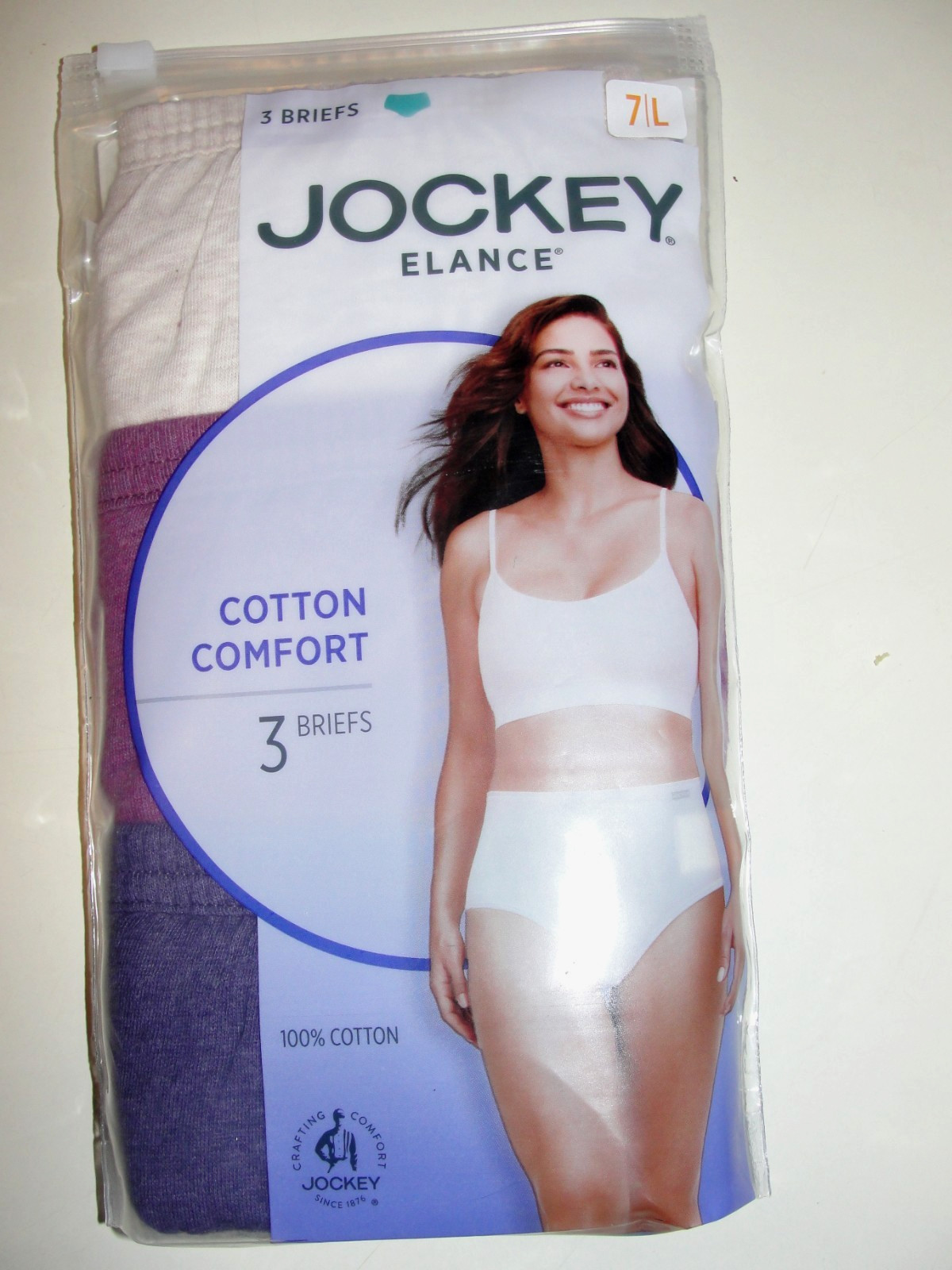 3 Pair Womens Jockey Elance Cotton Comfort Briefs – Size 7 (L) – New in Pkg.