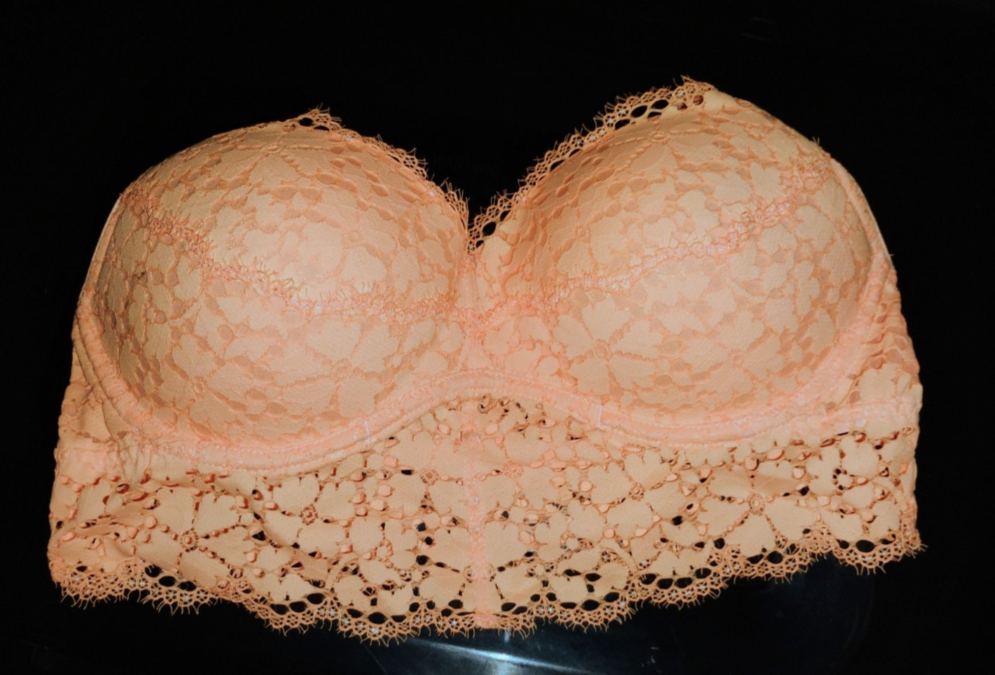 Victoria’s Secret PINK Eyelet Lace Push Up Wire Bra/Bralette Orange Sherbet M