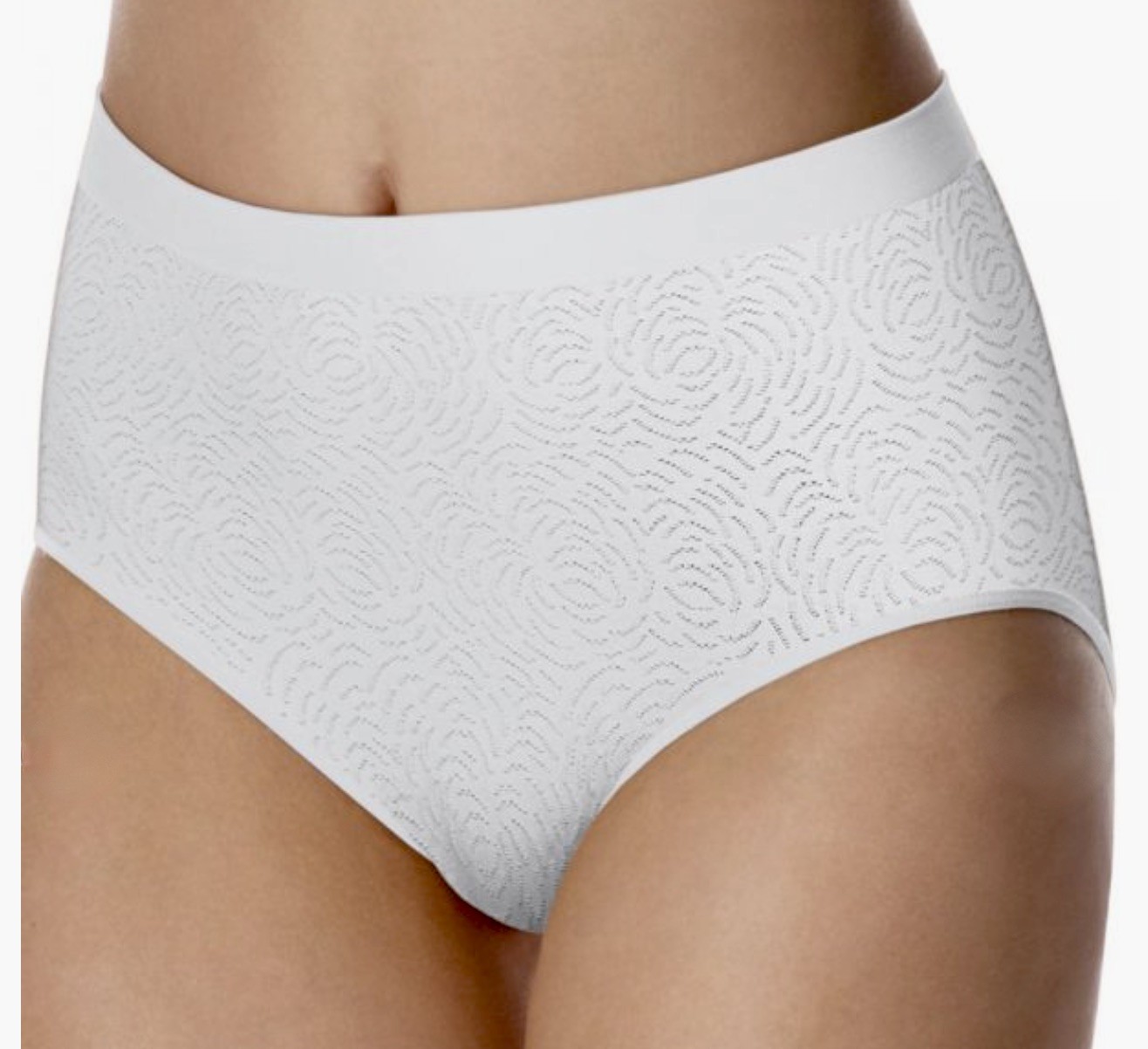 BALI Comfort Revolution Seamless Damask White Brief Panty Womens 6 7 8 9 10 11