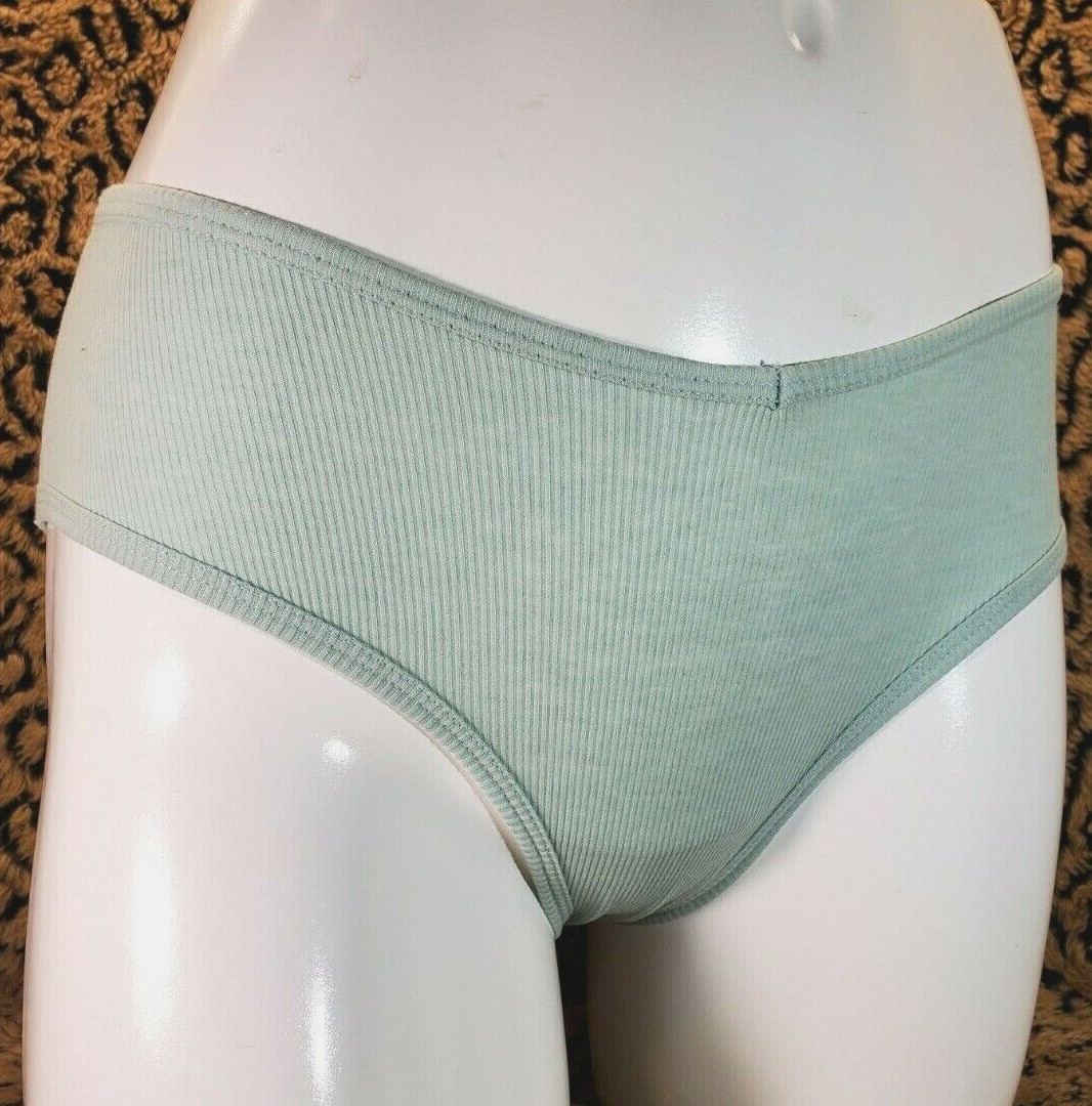 Victoria’s Secret Pink Logo Light Green Pleated Cheeky Cheekster Panty M Sexy