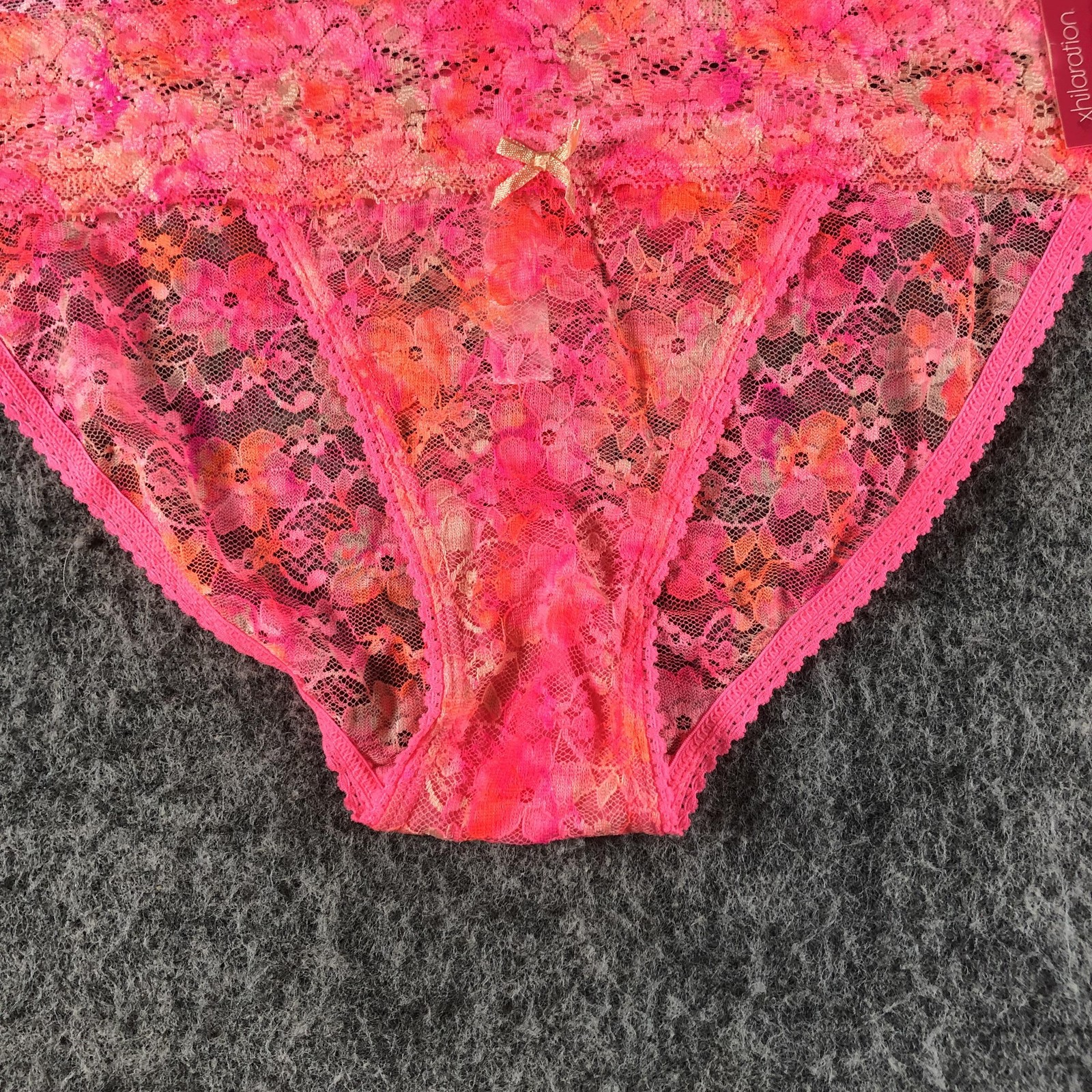 Xhilaration Bikini Panties Juniors M Pink Lace Floral Sheer Stretch Underwear