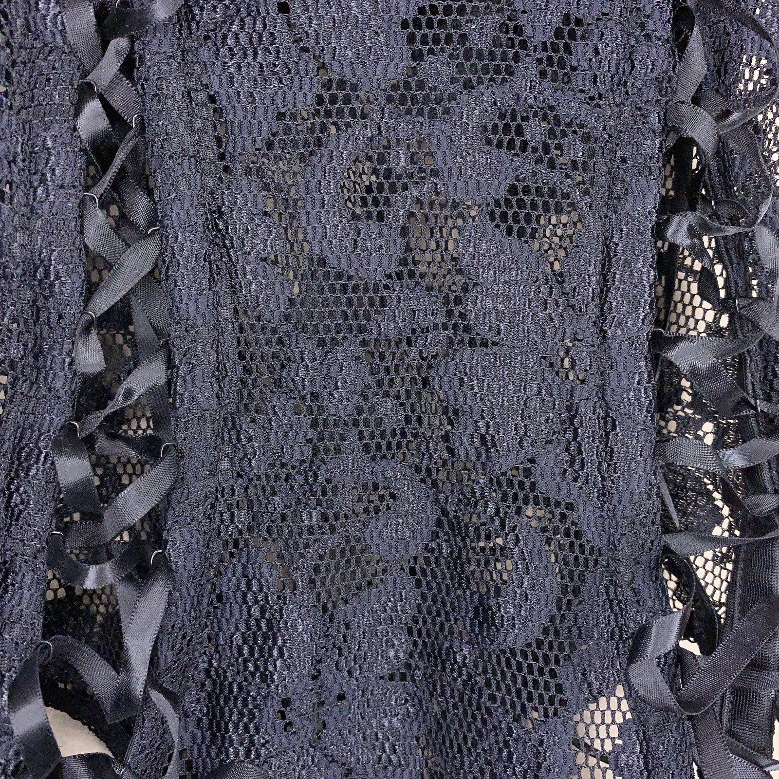 Small NWOT Black Lace Up High Waisted Panties Retro Gift
