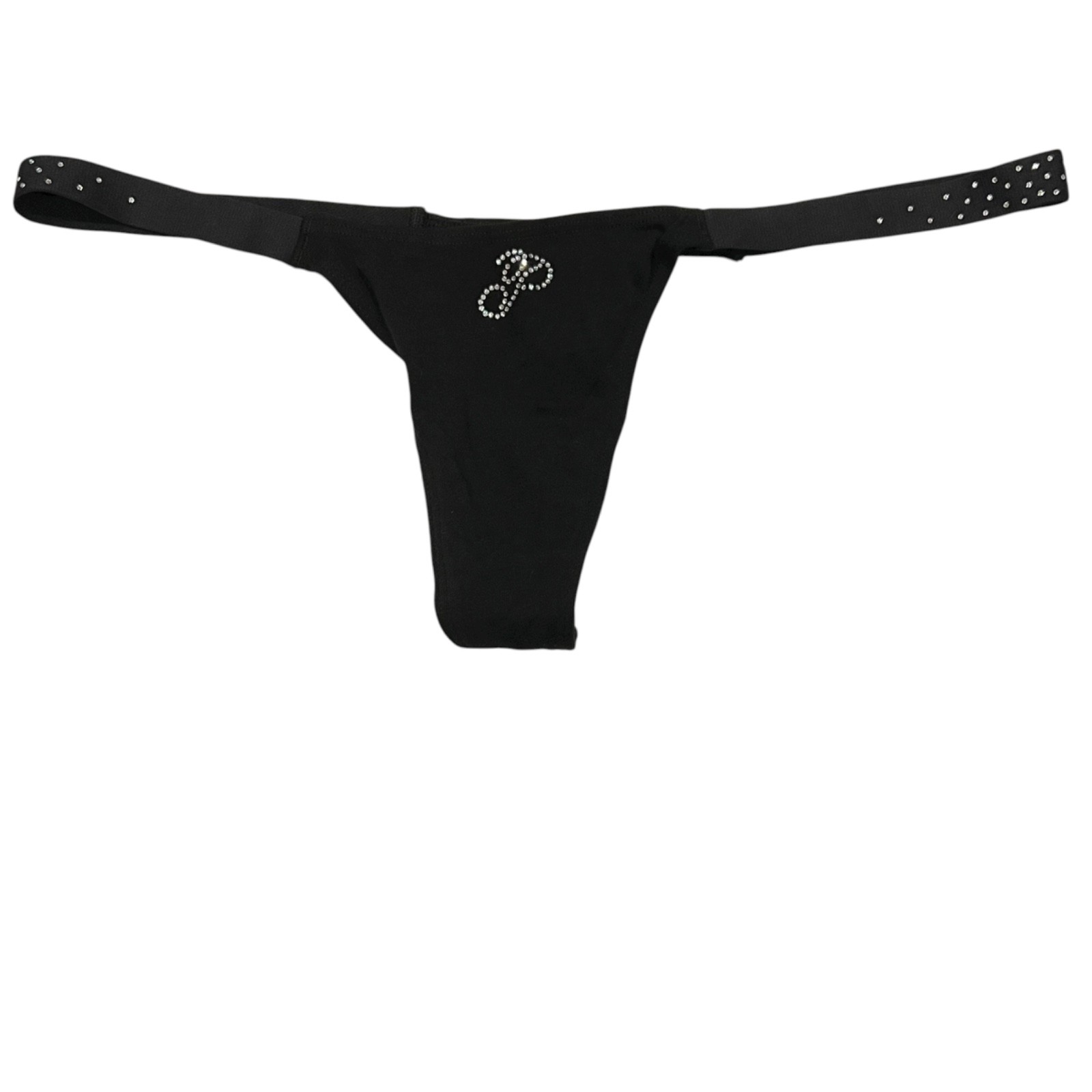 NWT VICTORIA’S SECRET PINK Thong Pantie Sz XS-M-L-XL Black Bling Jersey