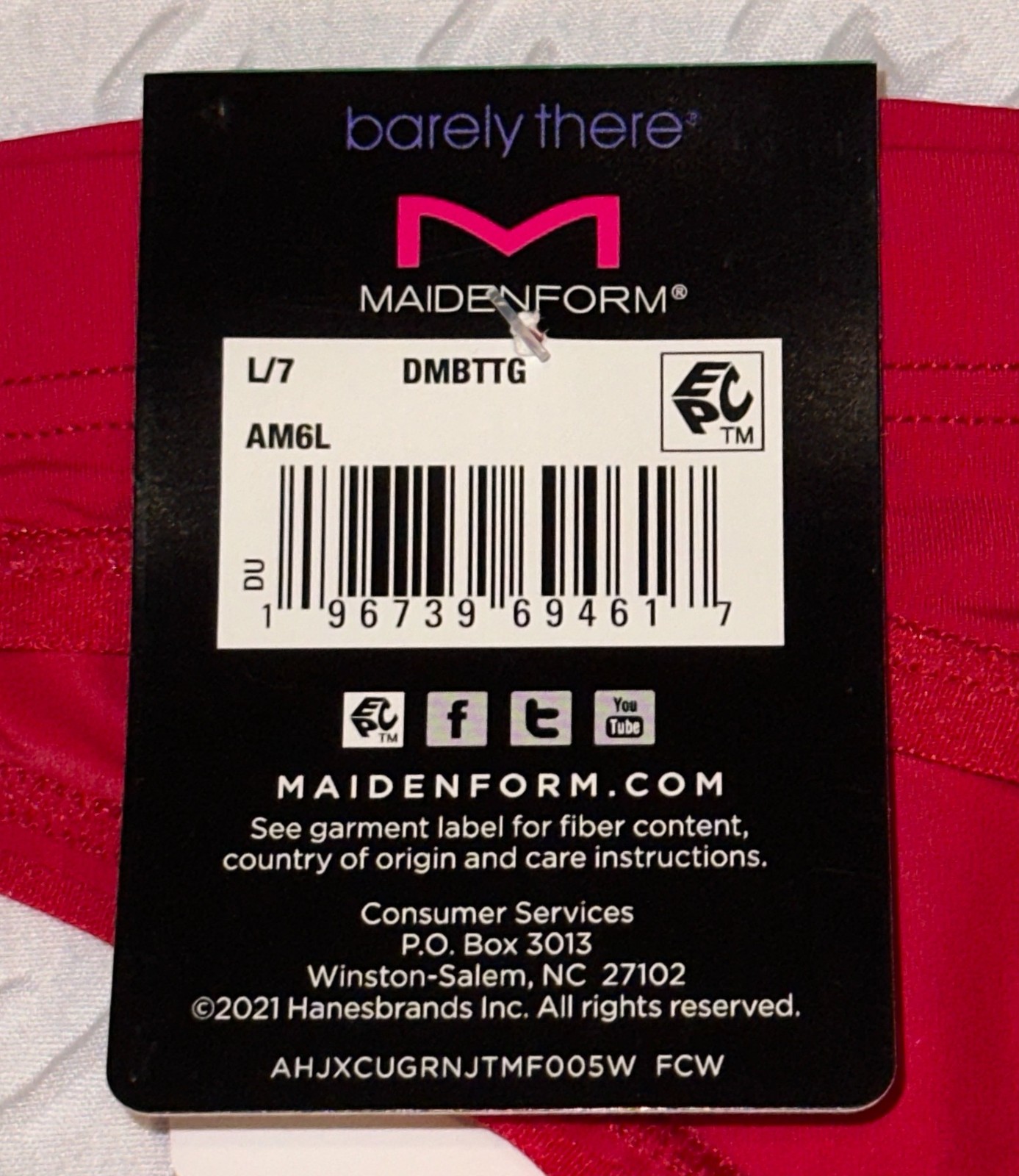 MAIDENFORM Barely There Invisible Look Camera Red Thong Panty Womens Sz M 6