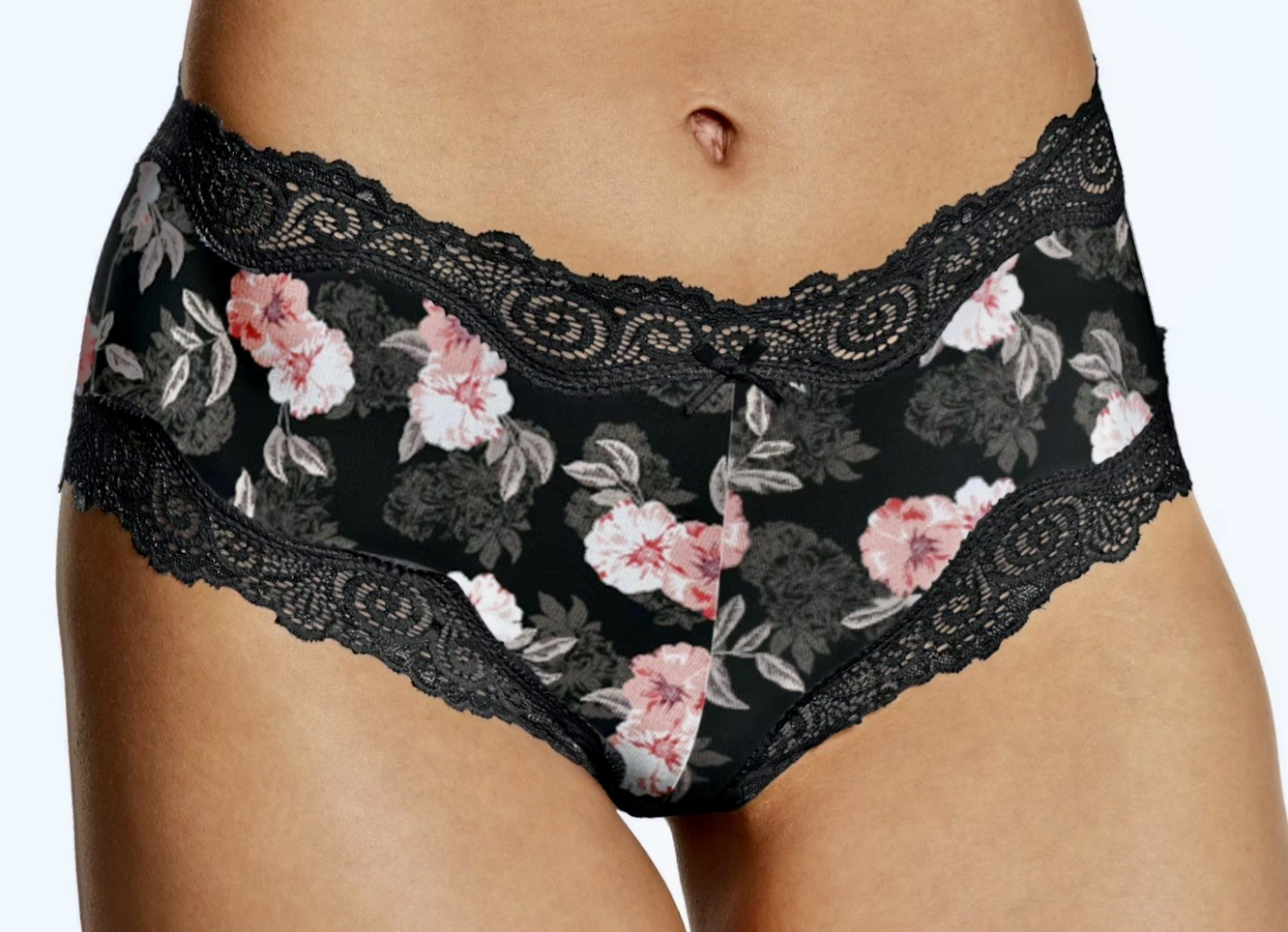 MAIDENFORM Luxurious Lace Trim Black Floral Cheeky Hipster Panty Womens S 5 XL 8