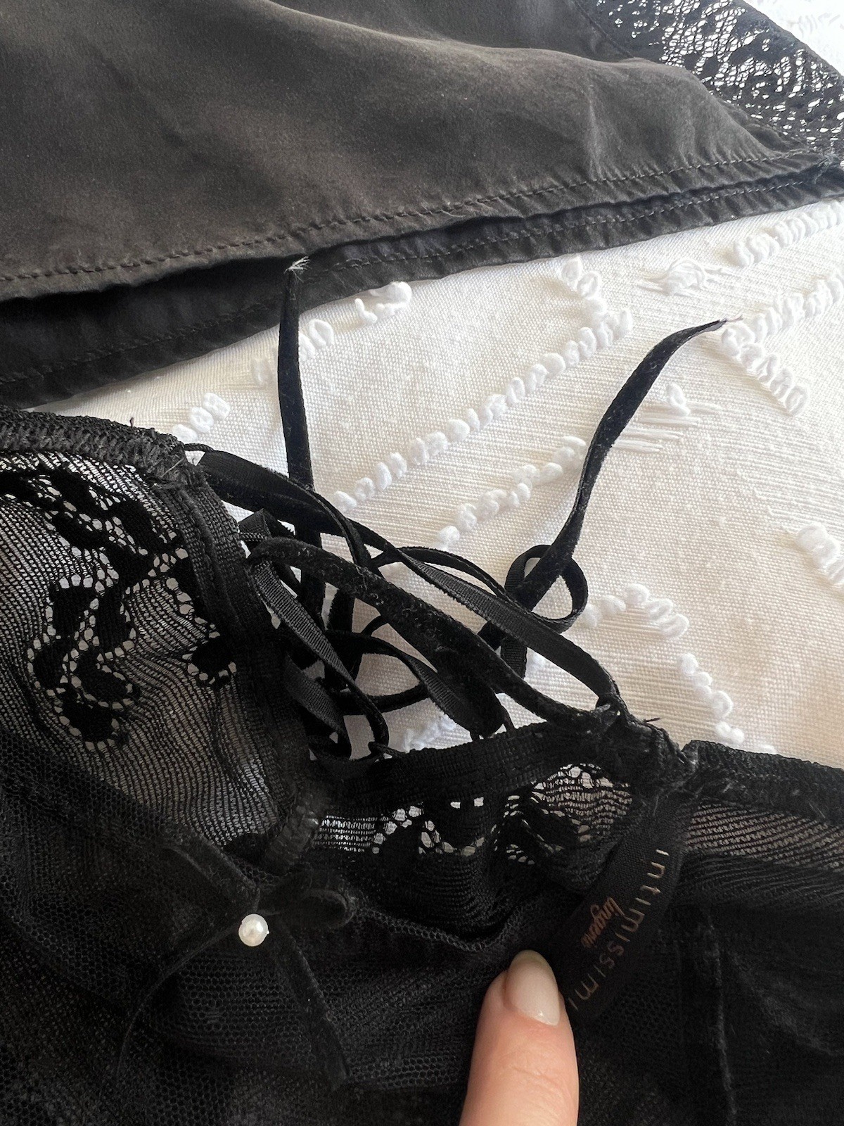 NEW! INTIMISSIMI SILK BLACK SHORTS LACE SIDE STRAPS + BRIEFS LACED UP BACK M £78