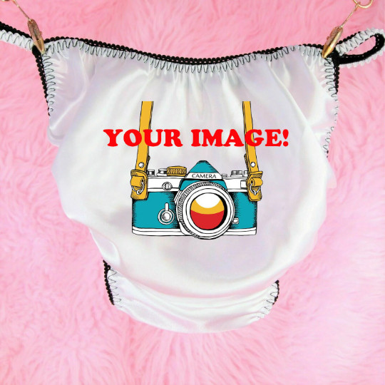 CUSTOM Made Satin Panties – Any Picture/text on White ladies string bikini 5-9