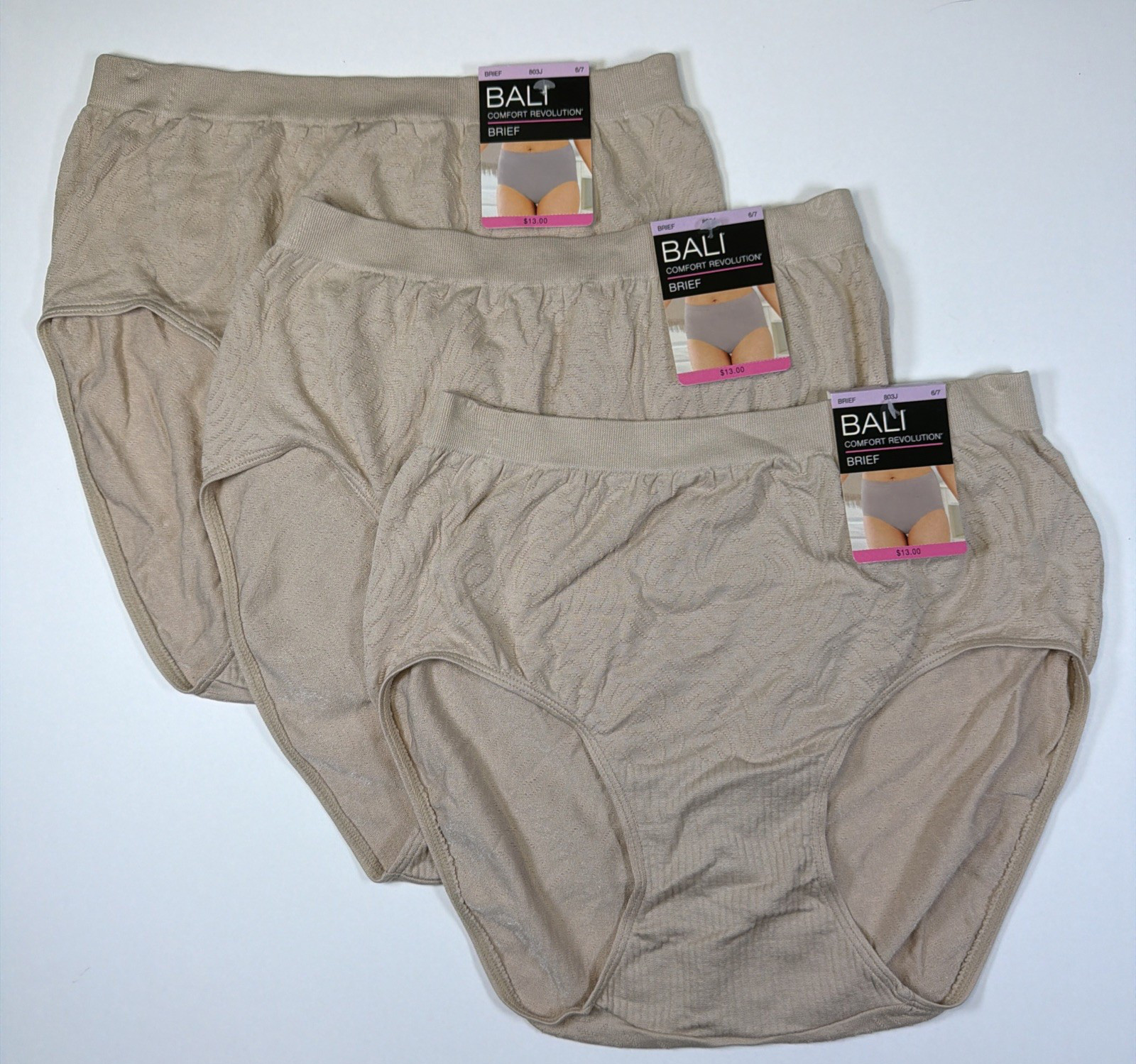 Bali Comfort Revolution Brief Panty Size 6/7 Tan M/L NWT 803J 3 PACK