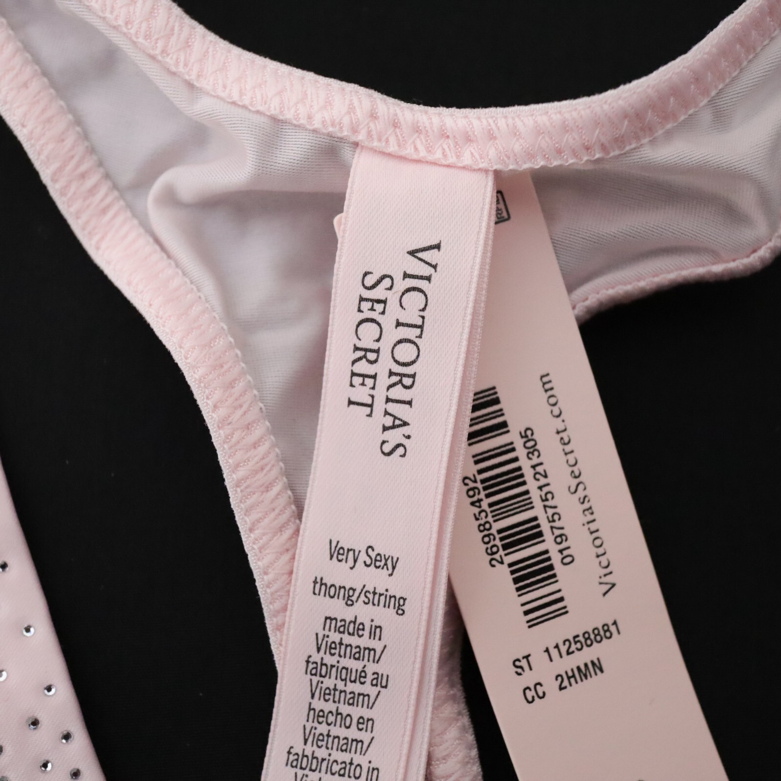 3 NEW Victoria’s Secret Satin Scattered Shine Strap Thong Panties Lot L MEDIUM