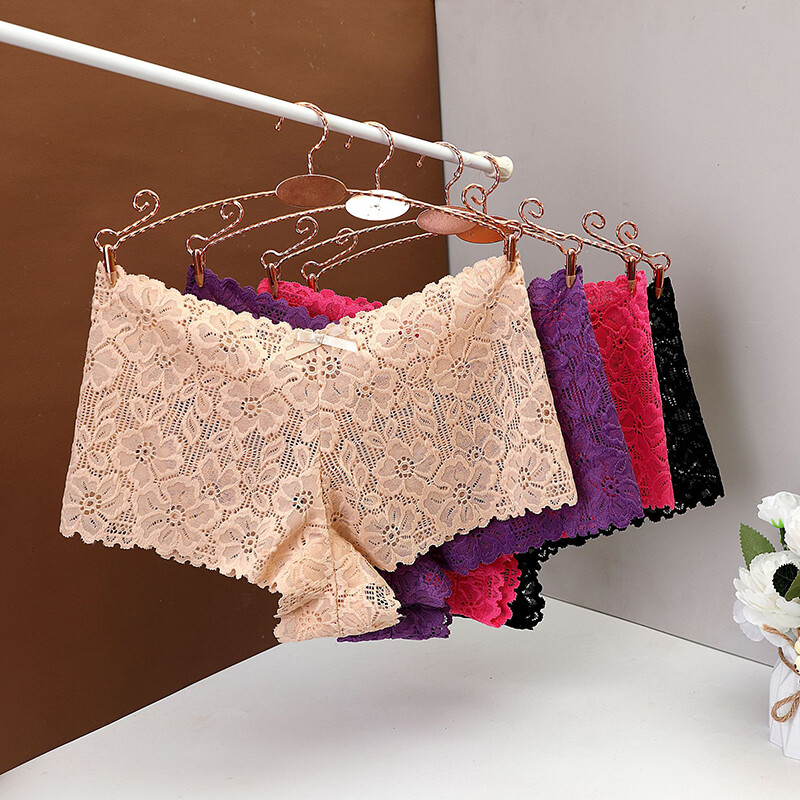 6 Pack Lot Sexy Womens See Through Lace Panties Boyshorts Underwear Lingeries