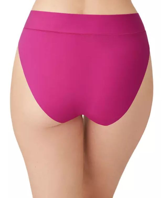 NWT Wacoal 871308 “At Ease” Nylon Laser Cut, Hi-Cut Brief Panty, Fuchsia (676)