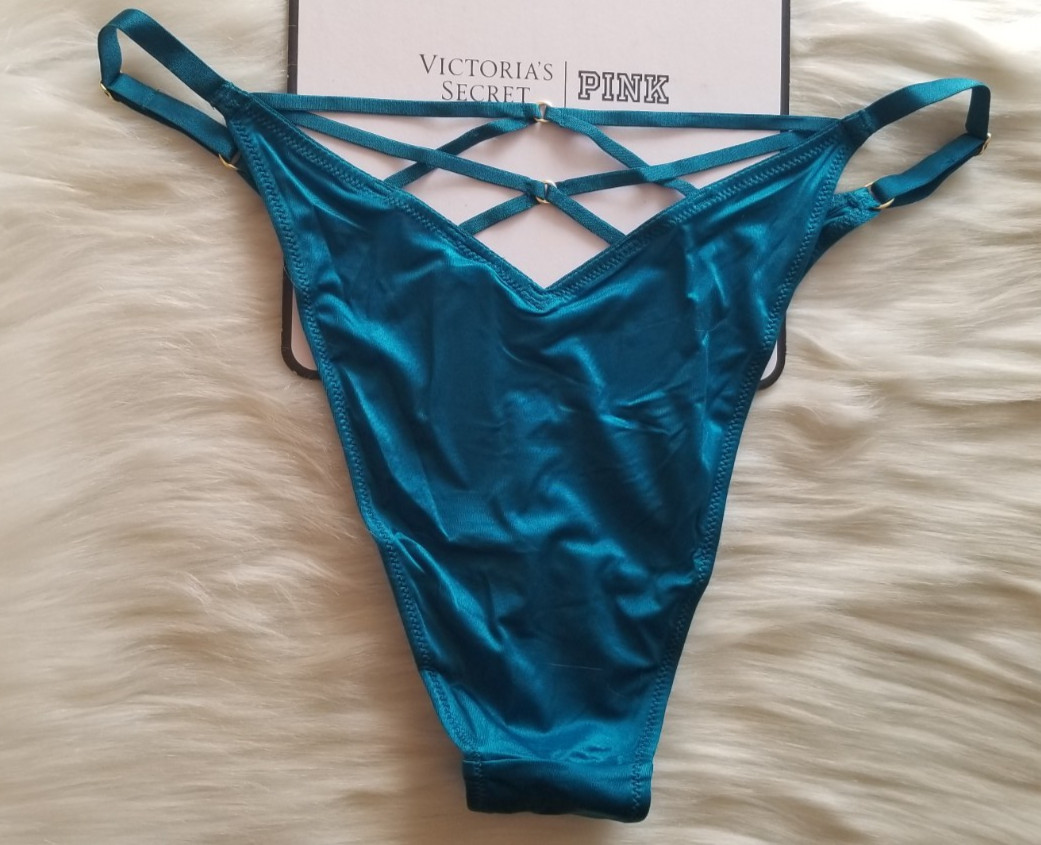 VICTORIA’S SECRET SMOOTH STRAPPY BACK ADJUSTABLE BRAZILIAN PANTY LARGE JADE NWT