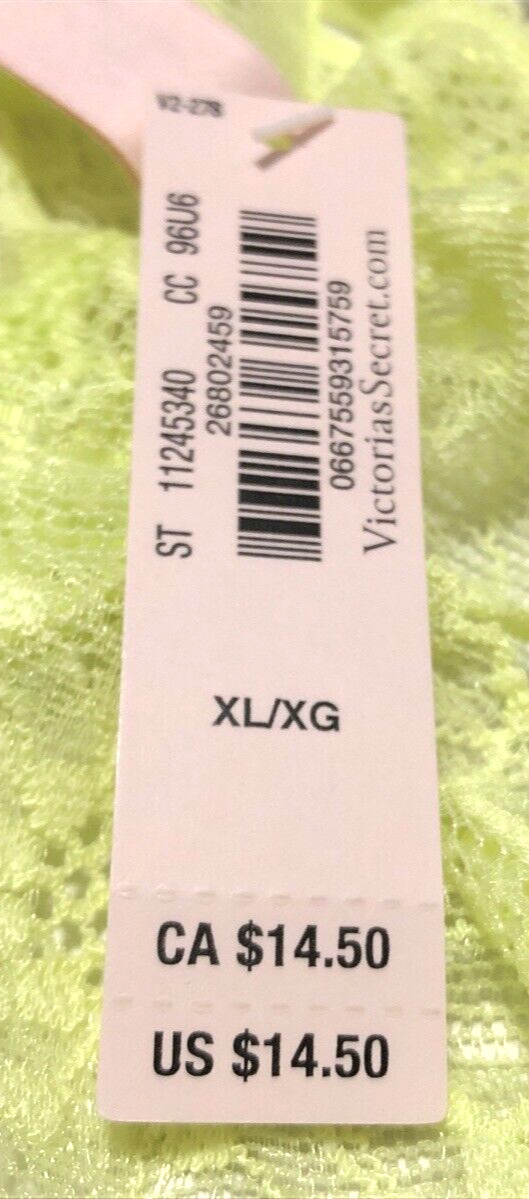 Victorias Secret NWT XL Lace Up Thong Panty Neon Green The Lacie Floral Cute