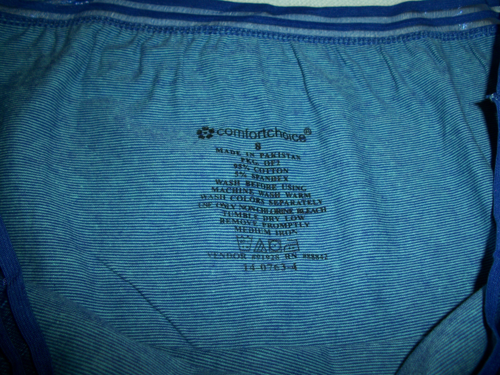 COMFORT CHOICE WOMENS PLUS SIZE 8 X-LARGE FULL CUT SPORT BRIEF PANTY BLUE COLOR