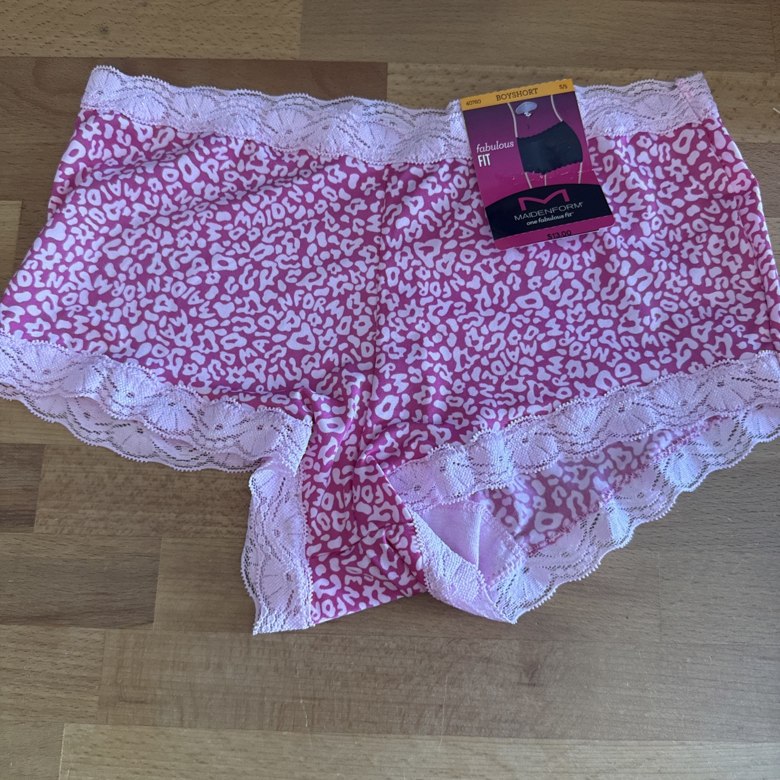 2X-MAIDENFORM Fabulous Fit Classic Lace Trim Pink Boyshort Panty Size S/5 NWT