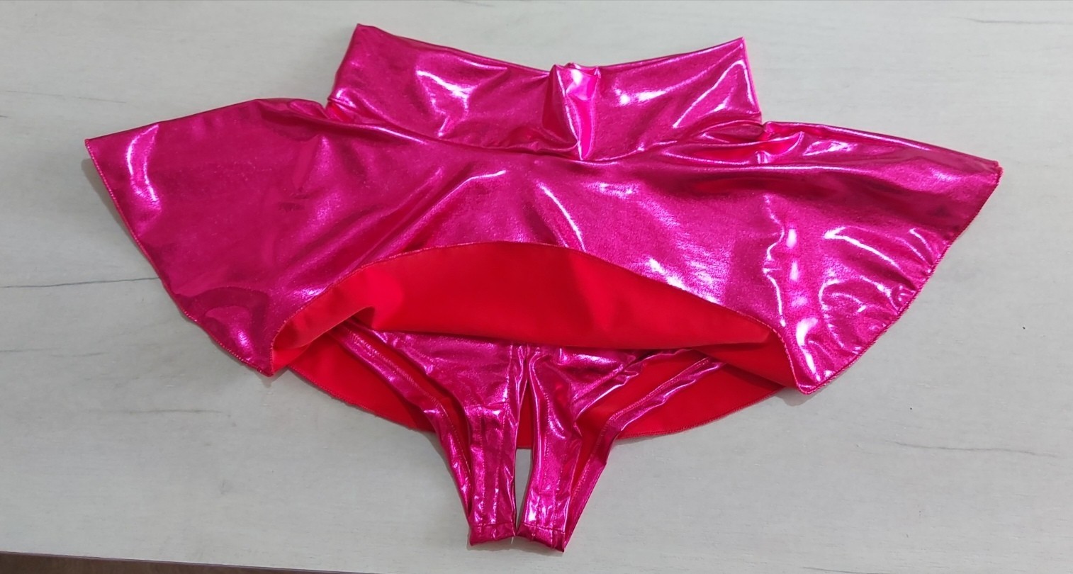Mini Skrit with Attached Crotchless Panties. Skater Skrit with Crothcless shorts