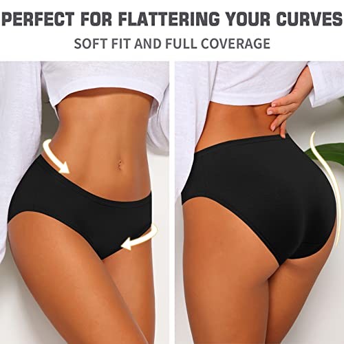 Women’s Cotton Bikini Panties,High-Cut Full Coverage XX-Large Black-10 Pack
