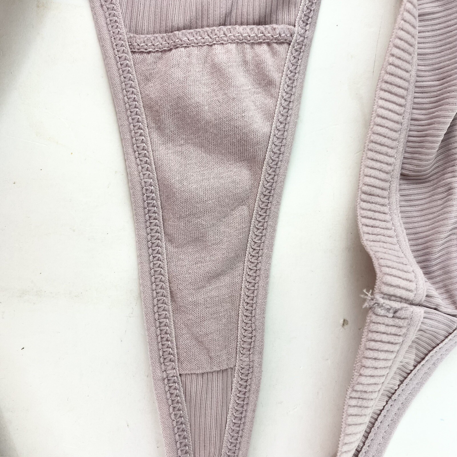 Shein Ribbed Satin Thong Panty Nude Size M With Tag Label