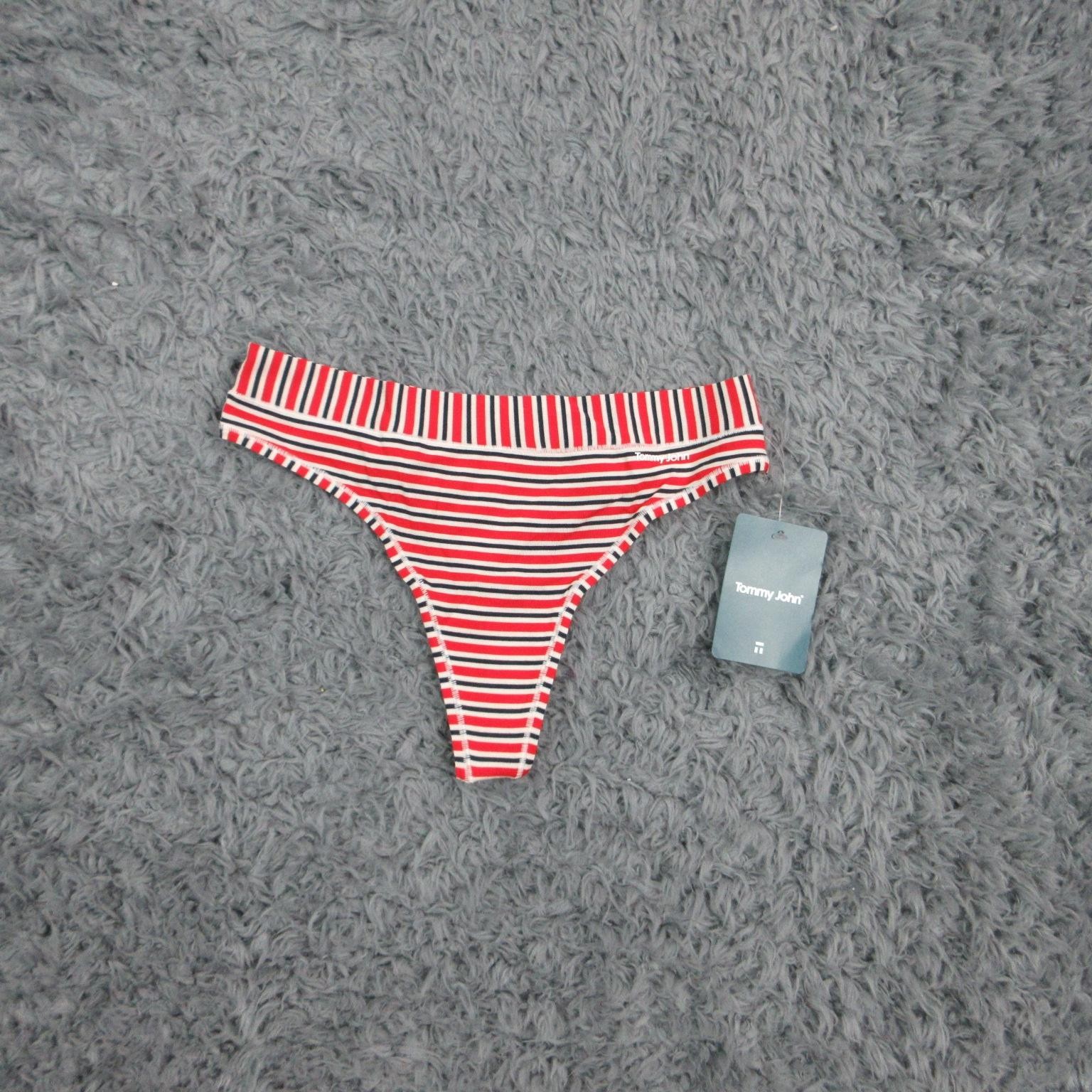 Tommy John Thong Panties Womens XS Multicolor Striped Modal Second Skin NWT