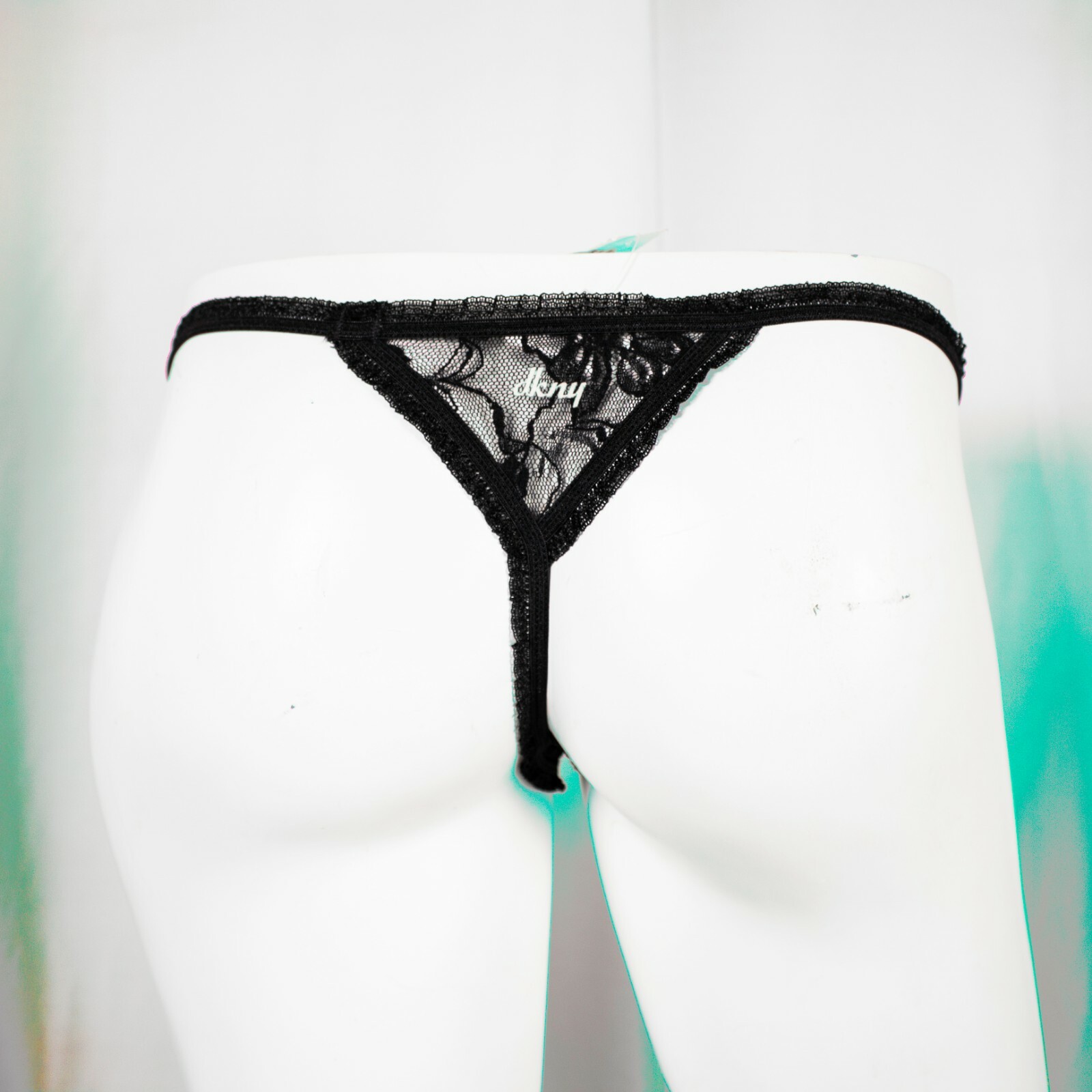 DKNY New Black Nude Black Lace Bow Nylon Women Thong Panty Size M