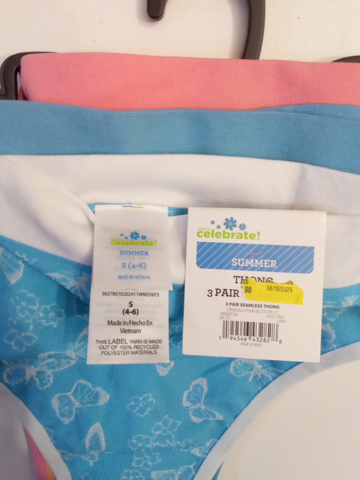 Celebrate Summer Thong Panty LOT size S Seamless Underwear Panties Butterfly