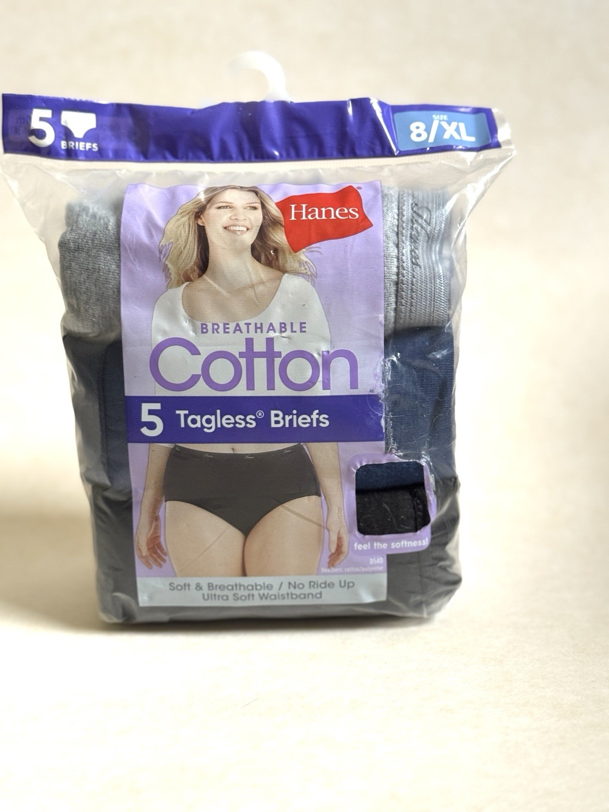 Hanes Soft Breathable Cotton 5 Tagless Briefs Ultra Soft Waistband Size 8/XL