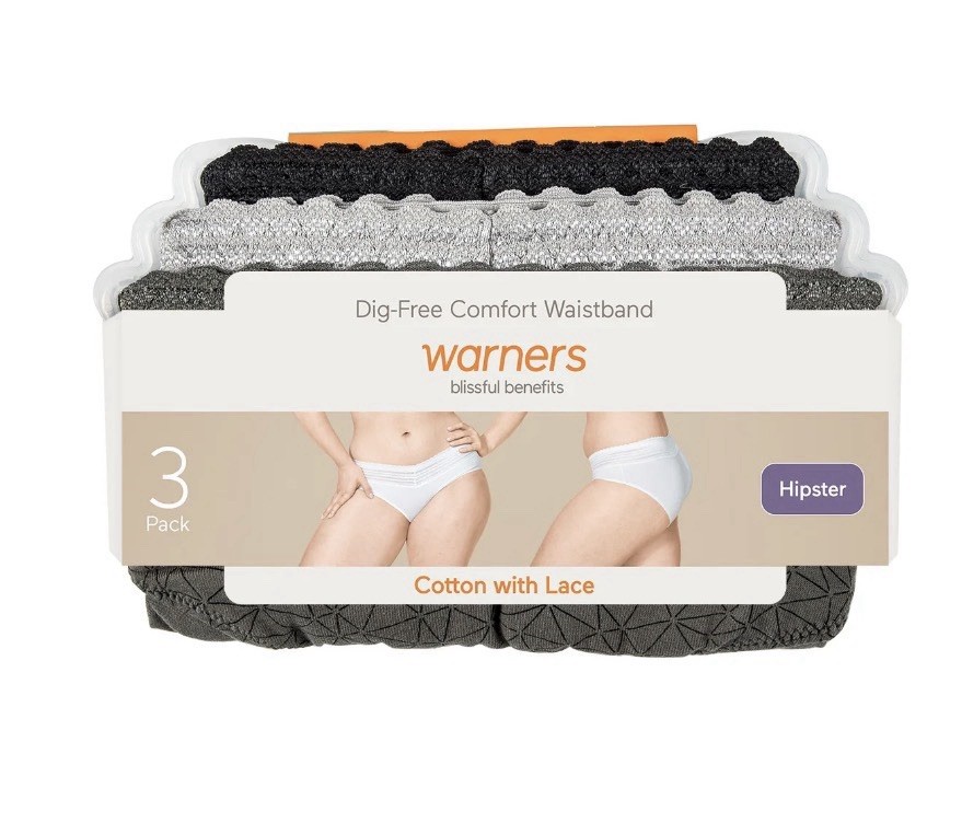 3 Pack Warners Comfort Waistband Hi Cut Panties Lace Cotton Sz XXXL
