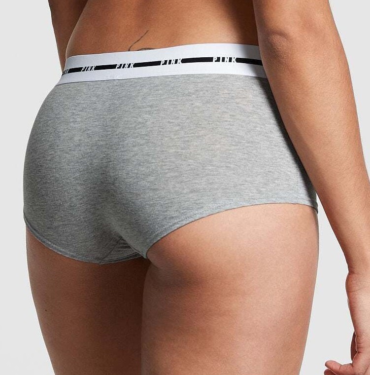 Victoria’s Secret PINK Intimates Shortie BoyShort Logo Heather Charcoal NWT