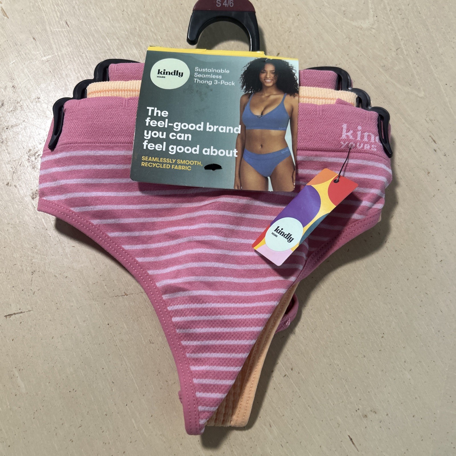 NWT Kindly Yours Womens 3 Pack Seamless Thong Panties Underwear Sz S 4/6