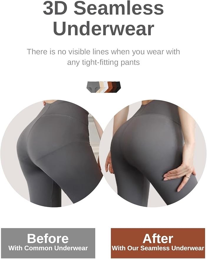 Cuweni Womens Underwear Seamless High Waist Briefs XL No Show Breathable 6 Panty