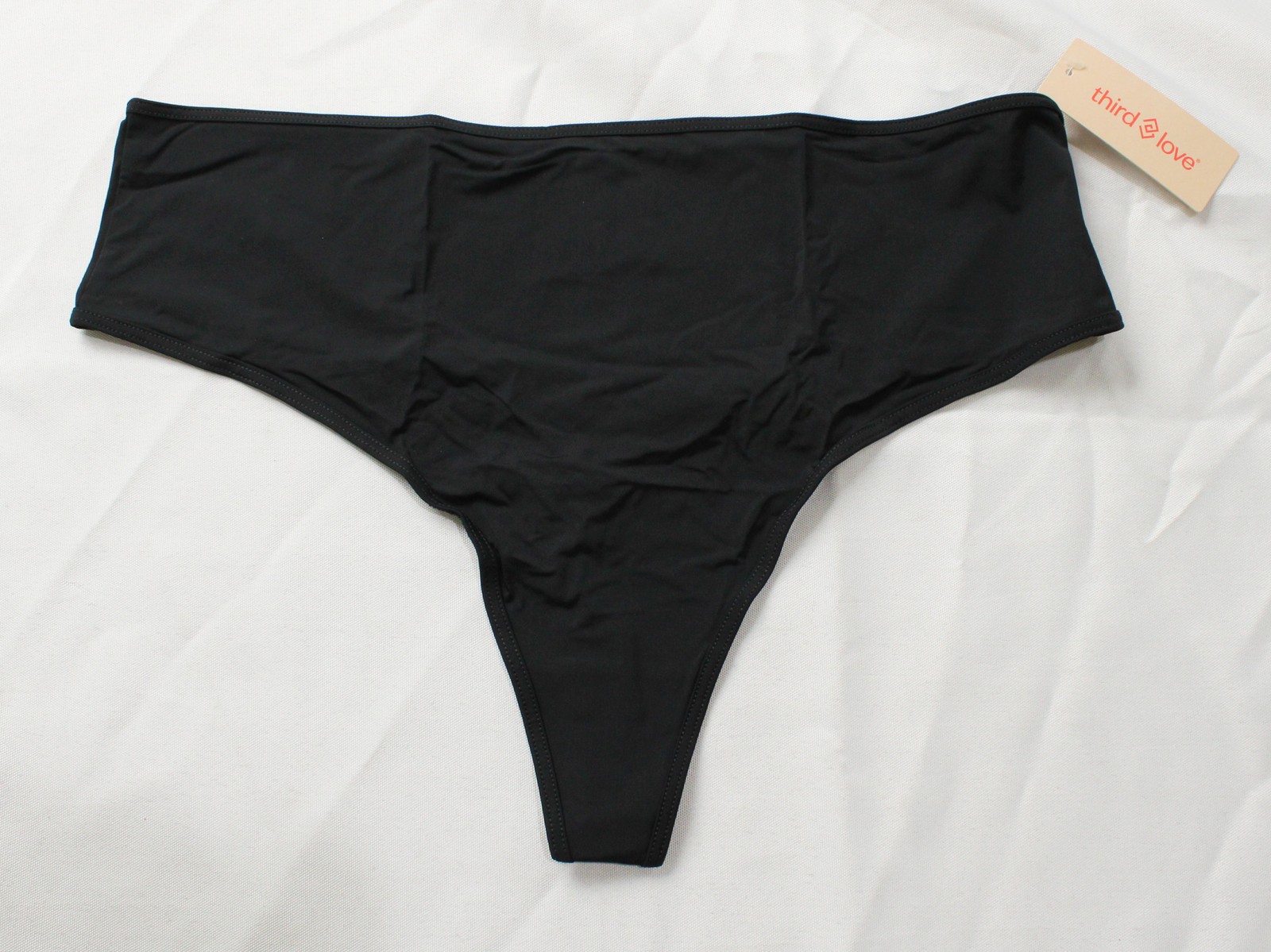 Third Love Women’s Microfiber 24/7 Classic High Waist Thong EH6 Black Large NWT