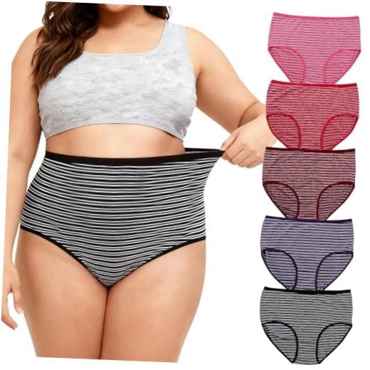 Women’s Striped Underwear Cotton Plus Size XL-5XL 4X-Large Striped Panties