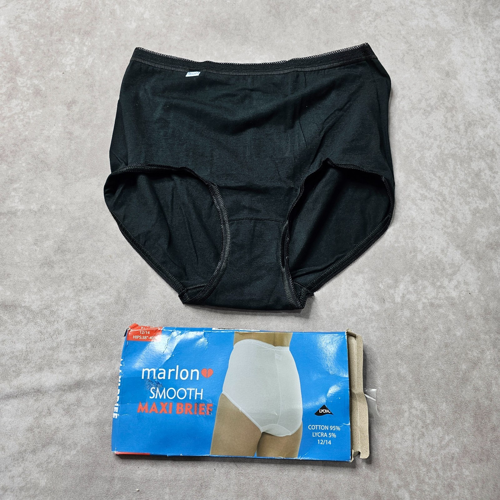 Marlon Smooth Maxi Brief Womens UK 12 14 Black Cotton Lycra High Waist