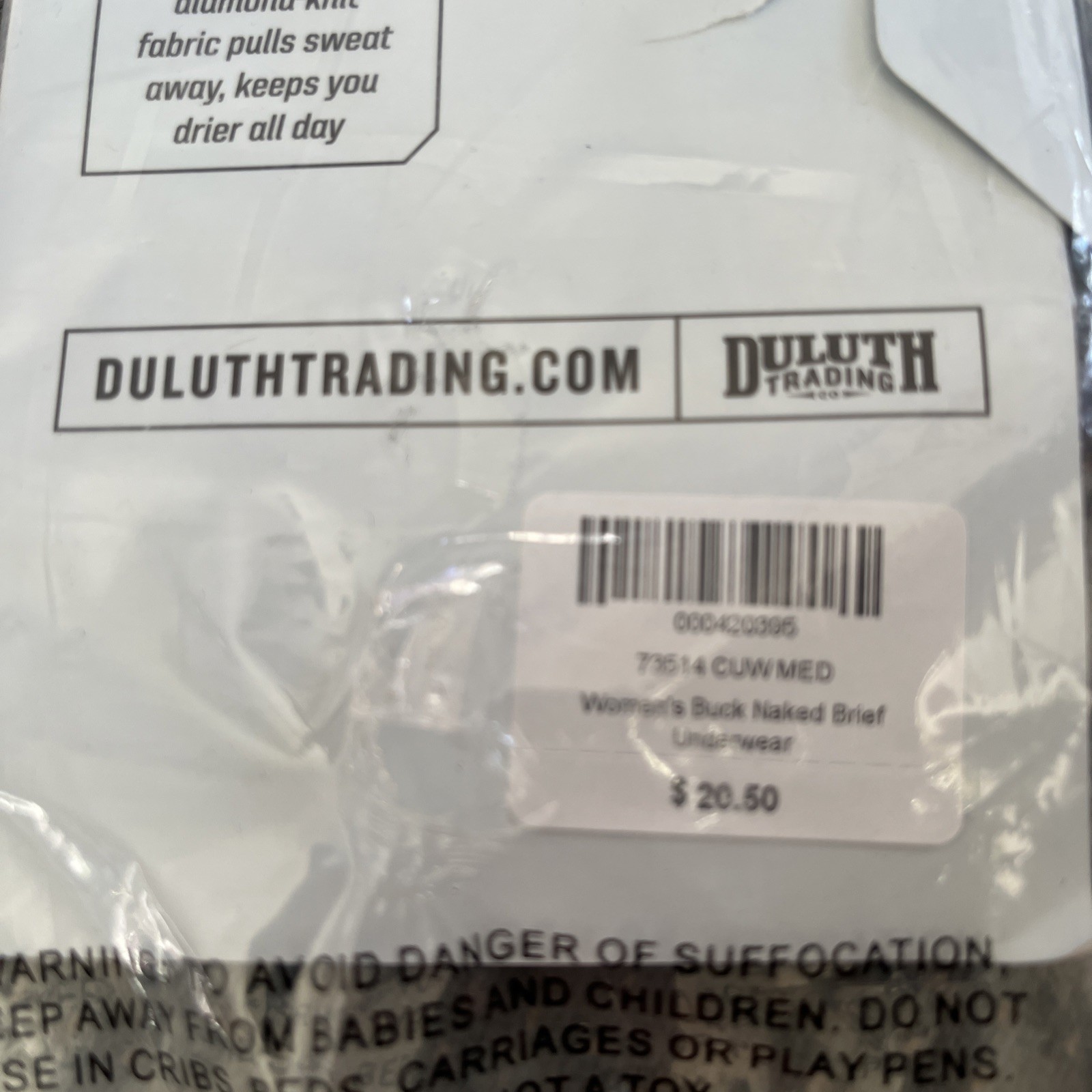 Duluth Trading Co WM Buck Naked NWT Briefs Pink Size M Light Wicking Fabric