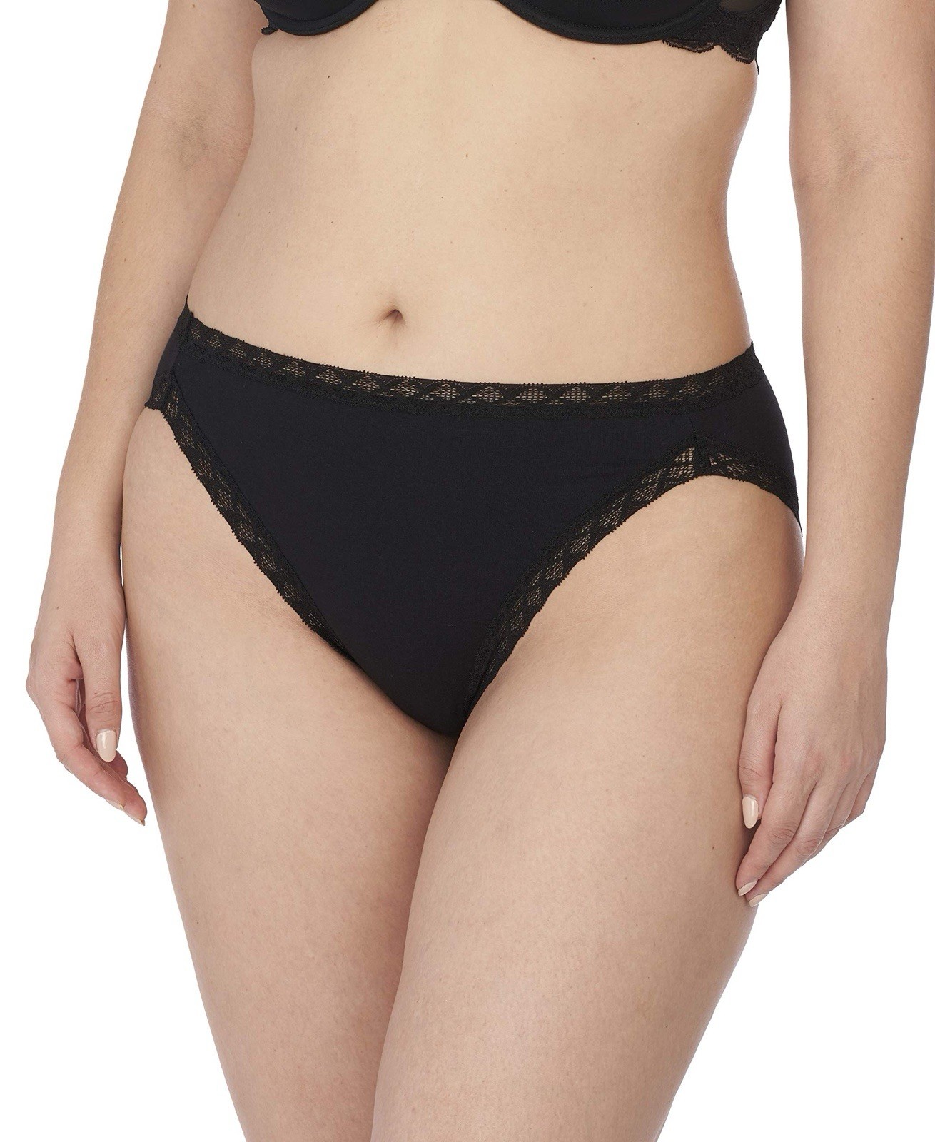 Natori Bliss French Cut Panty Women’s US Size XXL Black Lace Trim Pima Cotton
