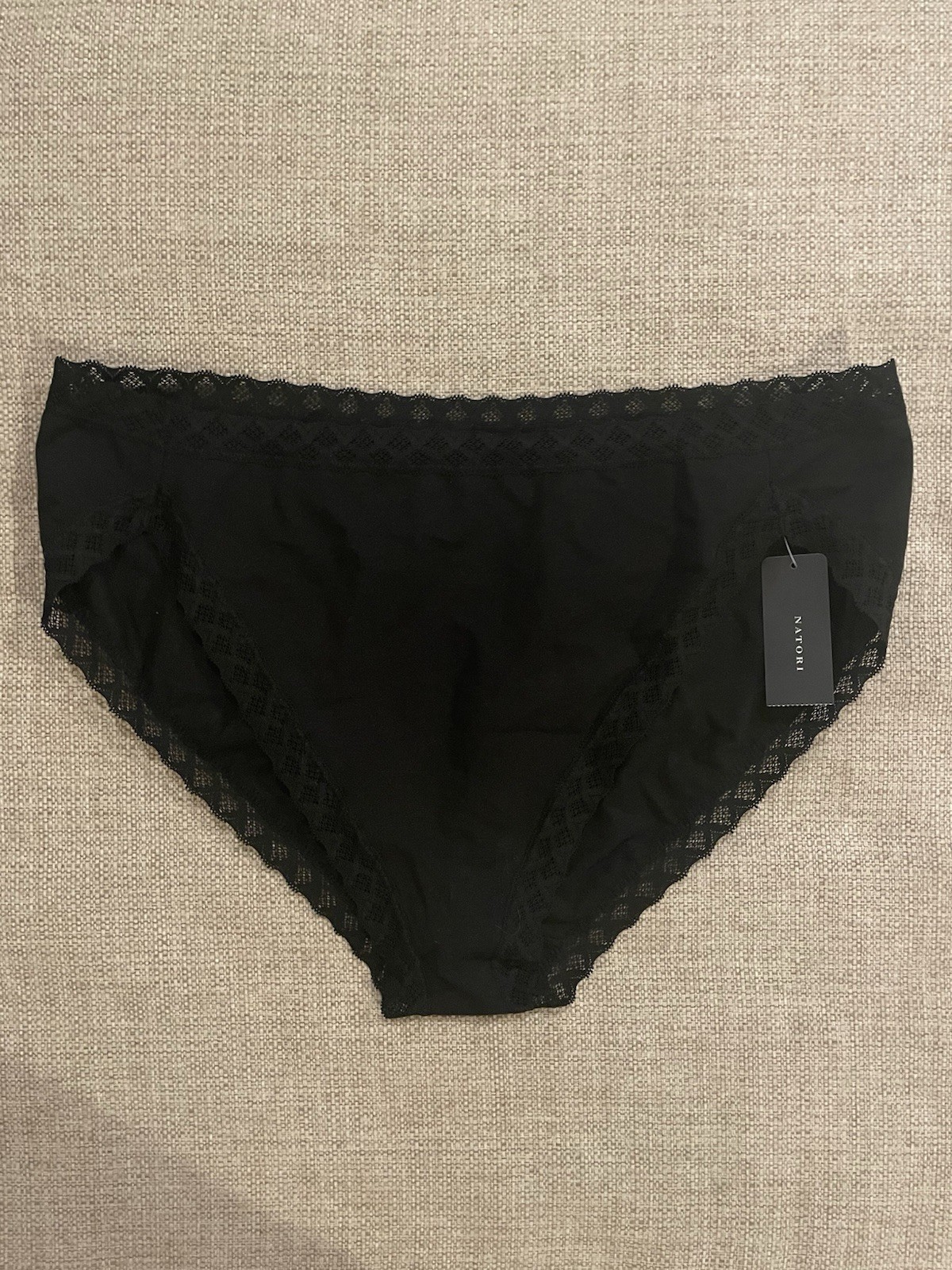 Natori Bliss French Cut Panty Women’s US Size XXL Black Lace Trim Pima Cotton